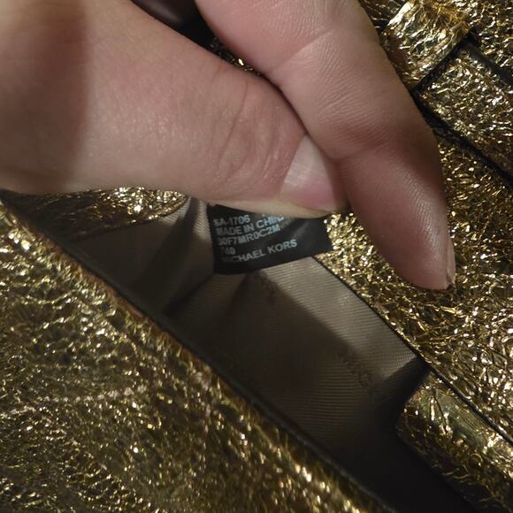 Michael Kors Gold Ruby Quilted Leather Clutch Crossbody 2-in-1 Purse Handbag - Picture 9 of 10